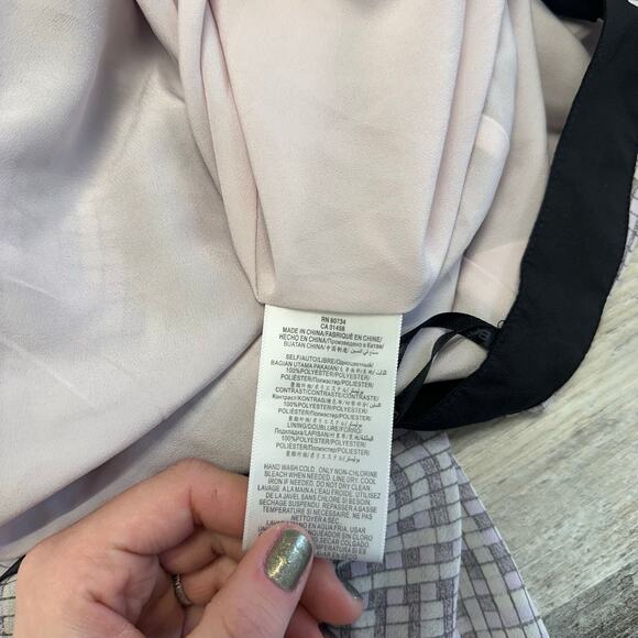 BCBGeneration Purple Plaid Black XS Cross Back Sheer Lined Cutout Maxi Dress NEW - Picture 3 of 8